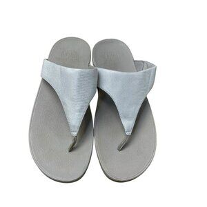 Fitflop LULU Platform Wedge Sandals SILVER Women’s Size 10 Comfort Wide Casual